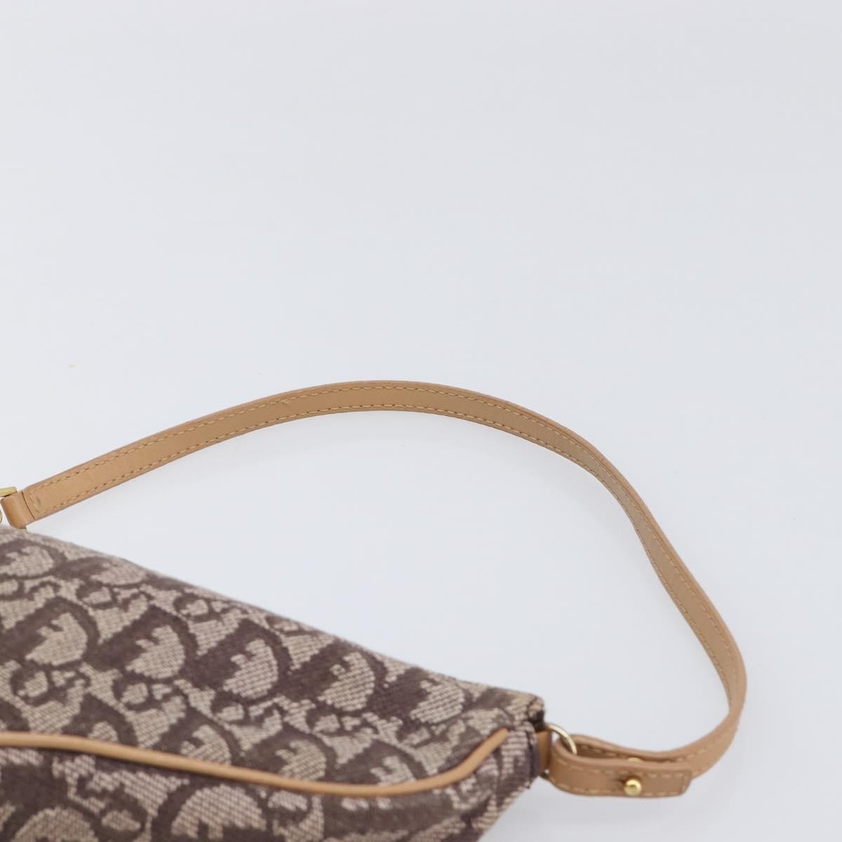 Christian Dior Vintage Saddle Bag Canvas, Brown, Canvas, Clutch