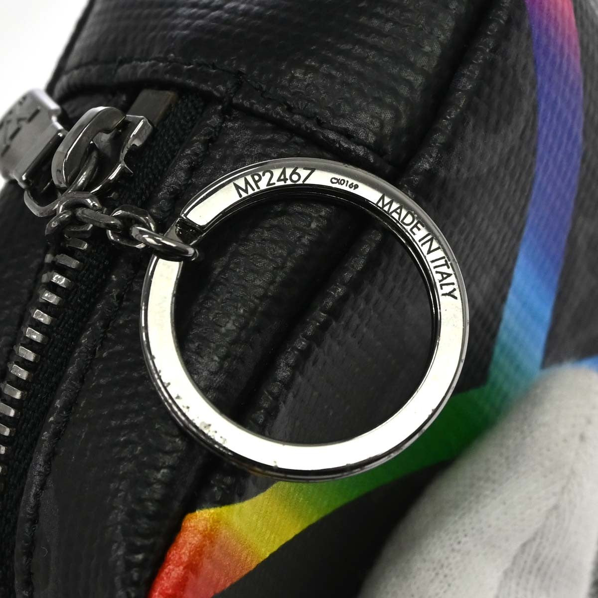 Louis Vuitton Box Pouch Bag Charm and Belt Charm Rainbow Monogram Eclipse Canvas, Black, Leather, Charm