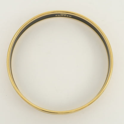 Hermes Bangle Printed Enamel, Yellow, Gold Plated, Bracelet