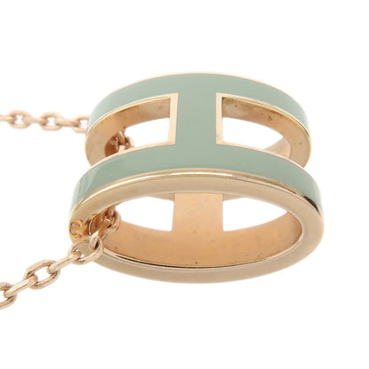 Hermes Pop H Pendant Chain Metal and Enamel, Pink, Rose Gold, Necklace