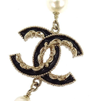 Chanel CC Necklace Faux Pearl and Metal, Gold, Gold Plated, Necklace