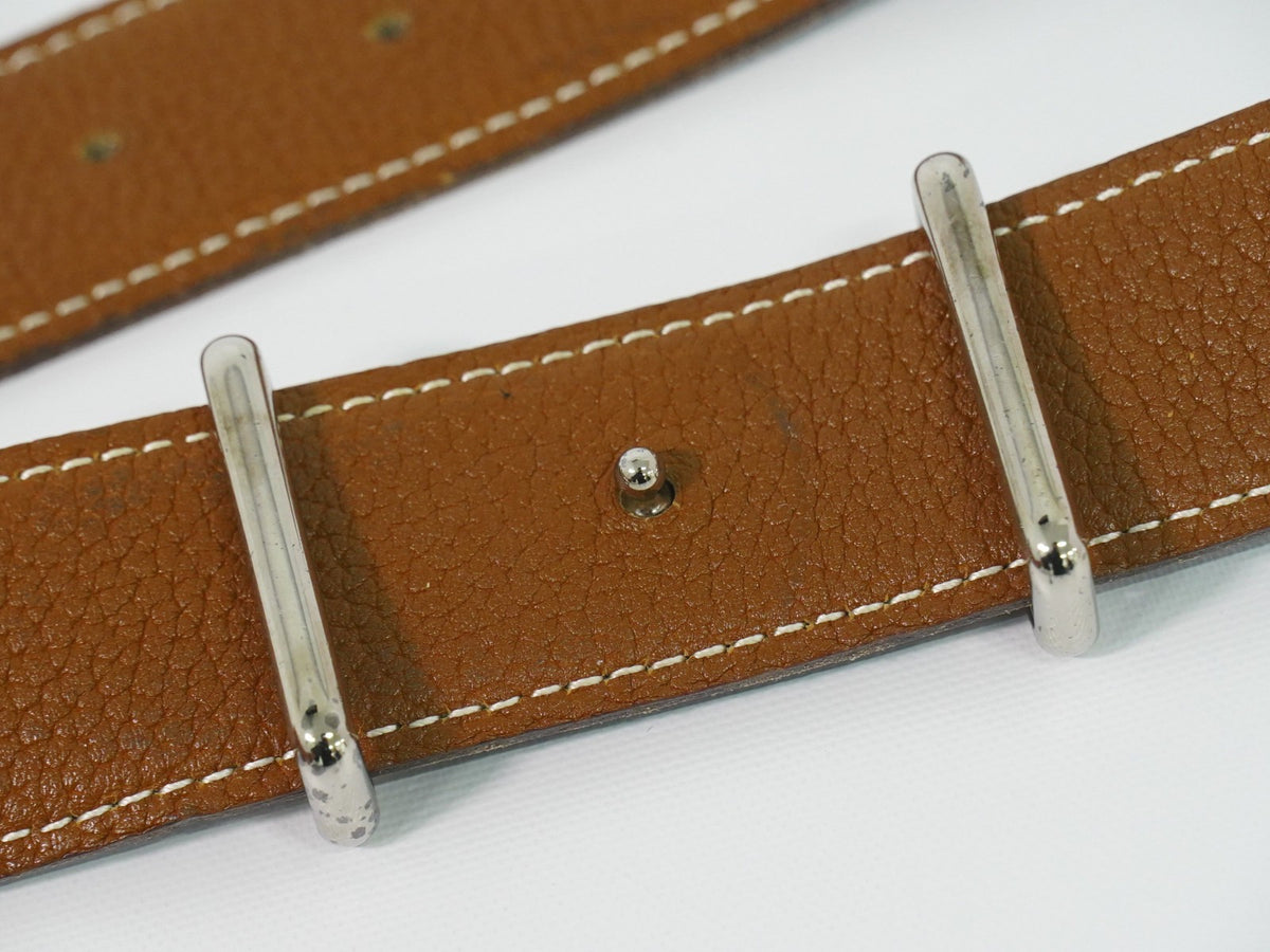 Hermes H D'Ancre Reversible Belt Leather, Black, Leather, Belt
