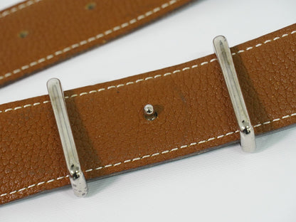 Hermes H D'Ancre Reversible Belt Leather, Black, Leather, Belt