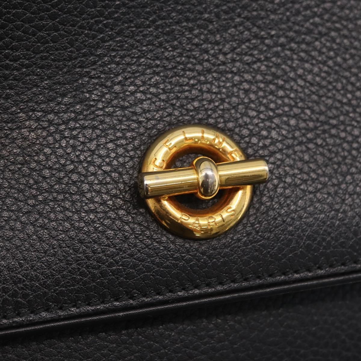 Celine Top Handle Leather, Black, Leather, Handbag