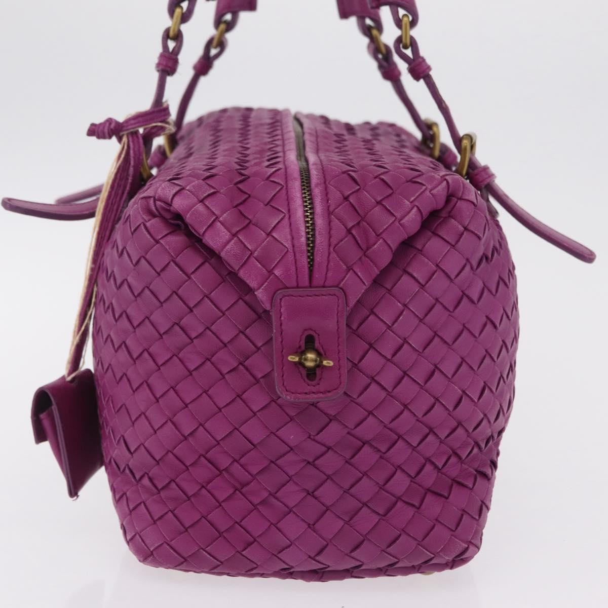 Bottega Veneta New Boston Intrecciato Nappa, Purple, Leather, Handbag