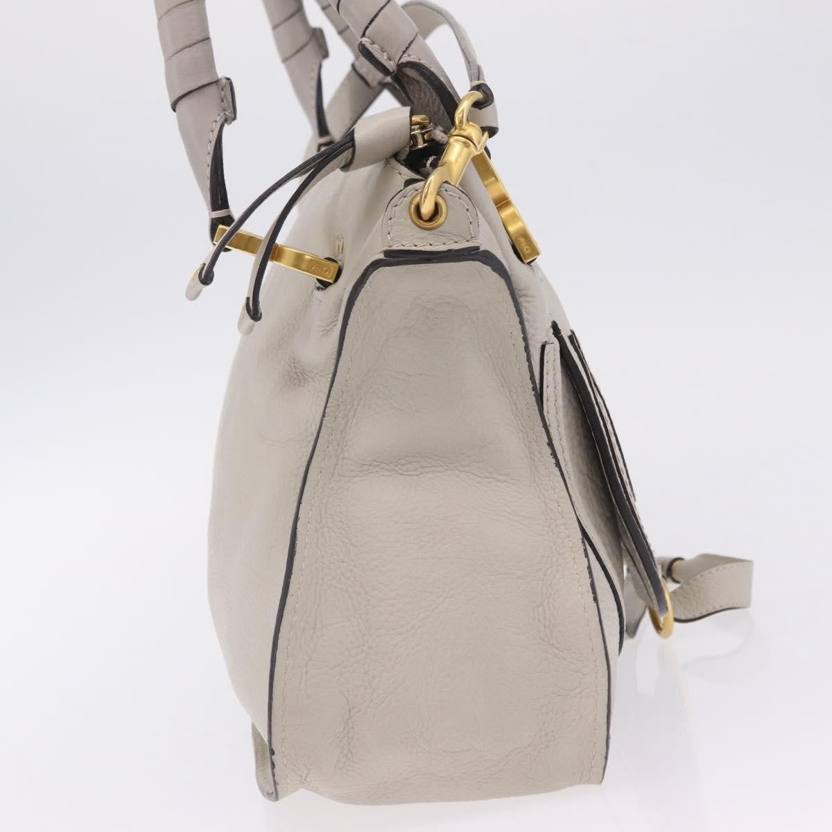 Chloe Marcie Satchel Leather, Gray, Leather, Handbag