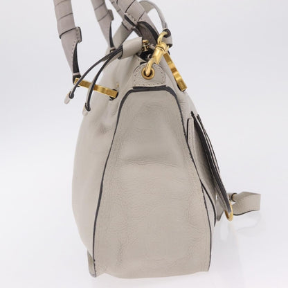 Chloe Marcie Satchel Leather, Gray, Leather, Handbag