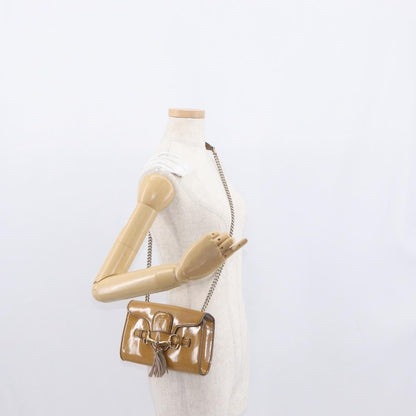 Gucci Emily Chain Flap Patent, Beige, Patent Leather, Shoulder Bag