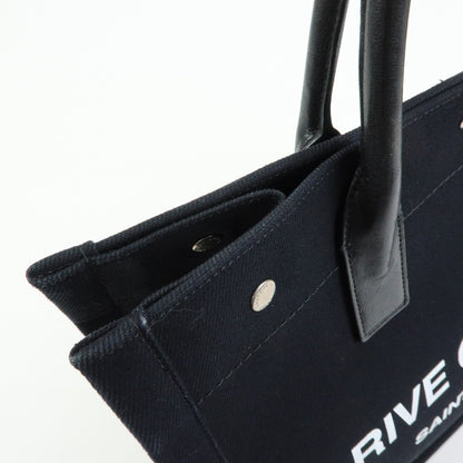 Saint Laurent Rive Gauche Shopper Canvas, Black, Canvas, Tote Bag