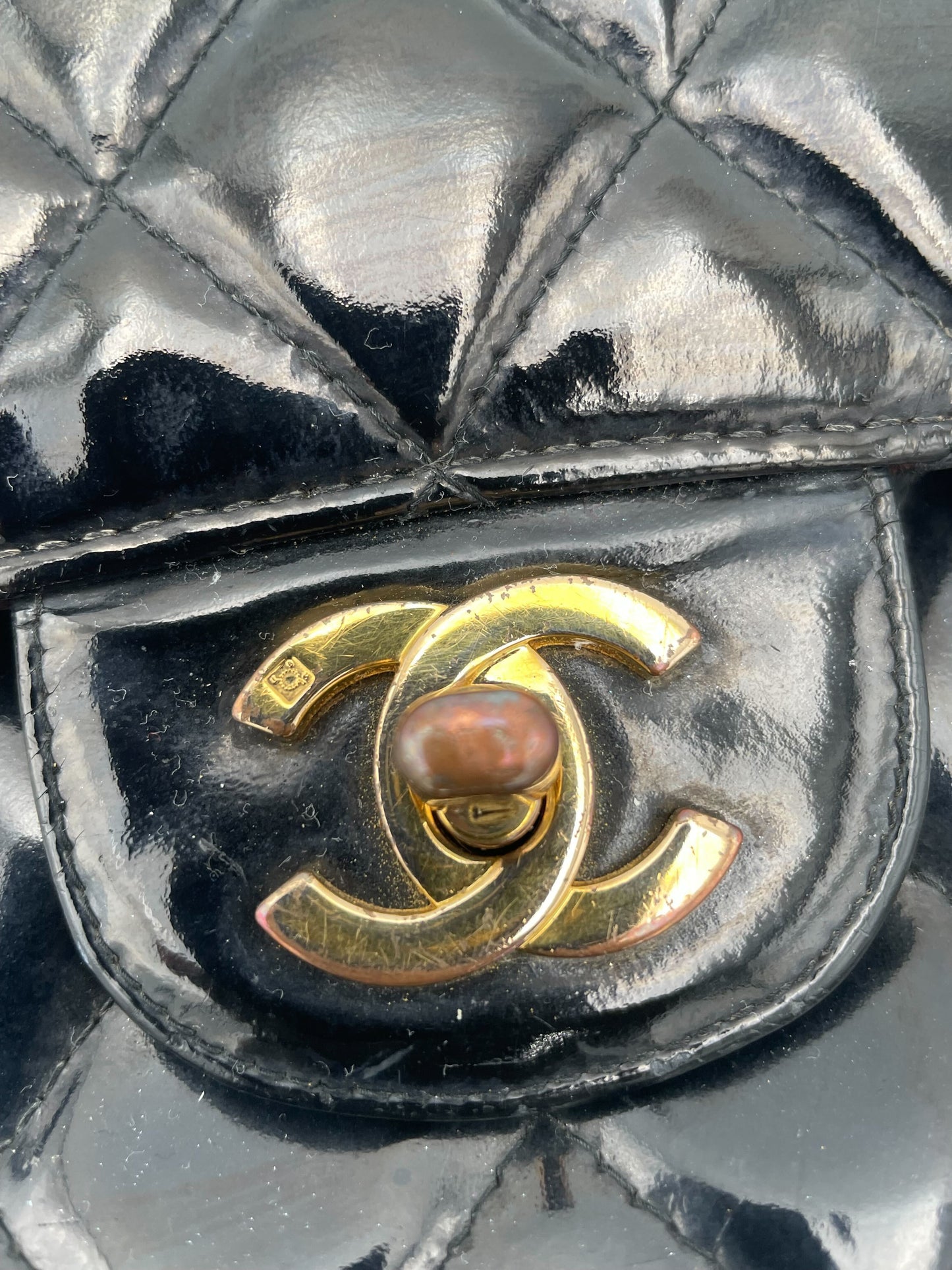 Chanel CHANEL - VTG 1996 Patent leather, BLACK, PATENT_LEATHER, Handbag