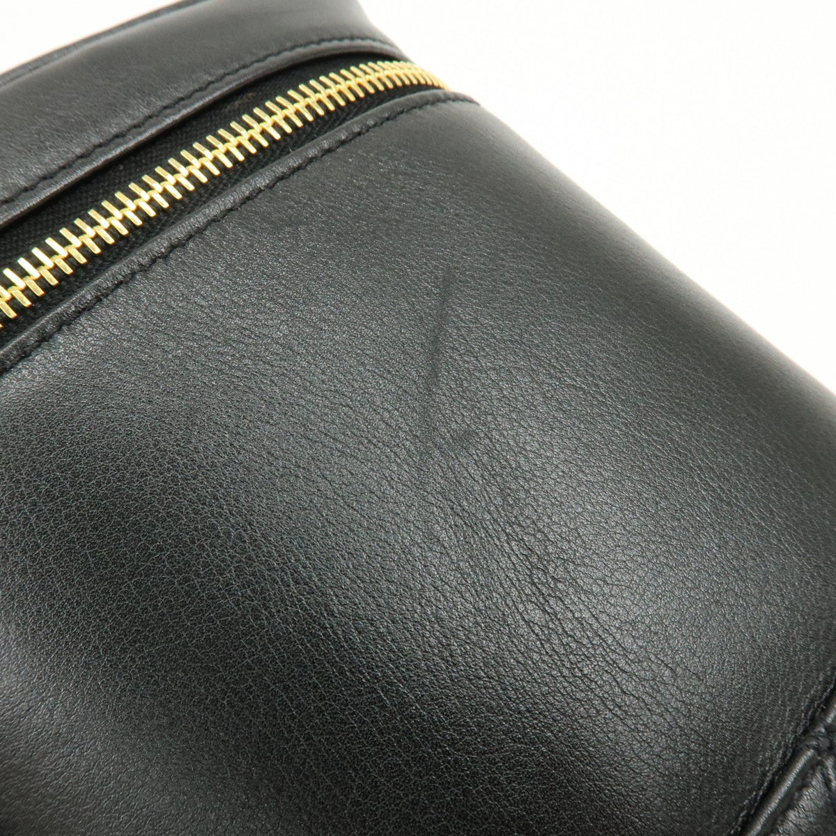 Chanel Vintage Cosmetic Case Lambskin, Black, Leather, Clutch