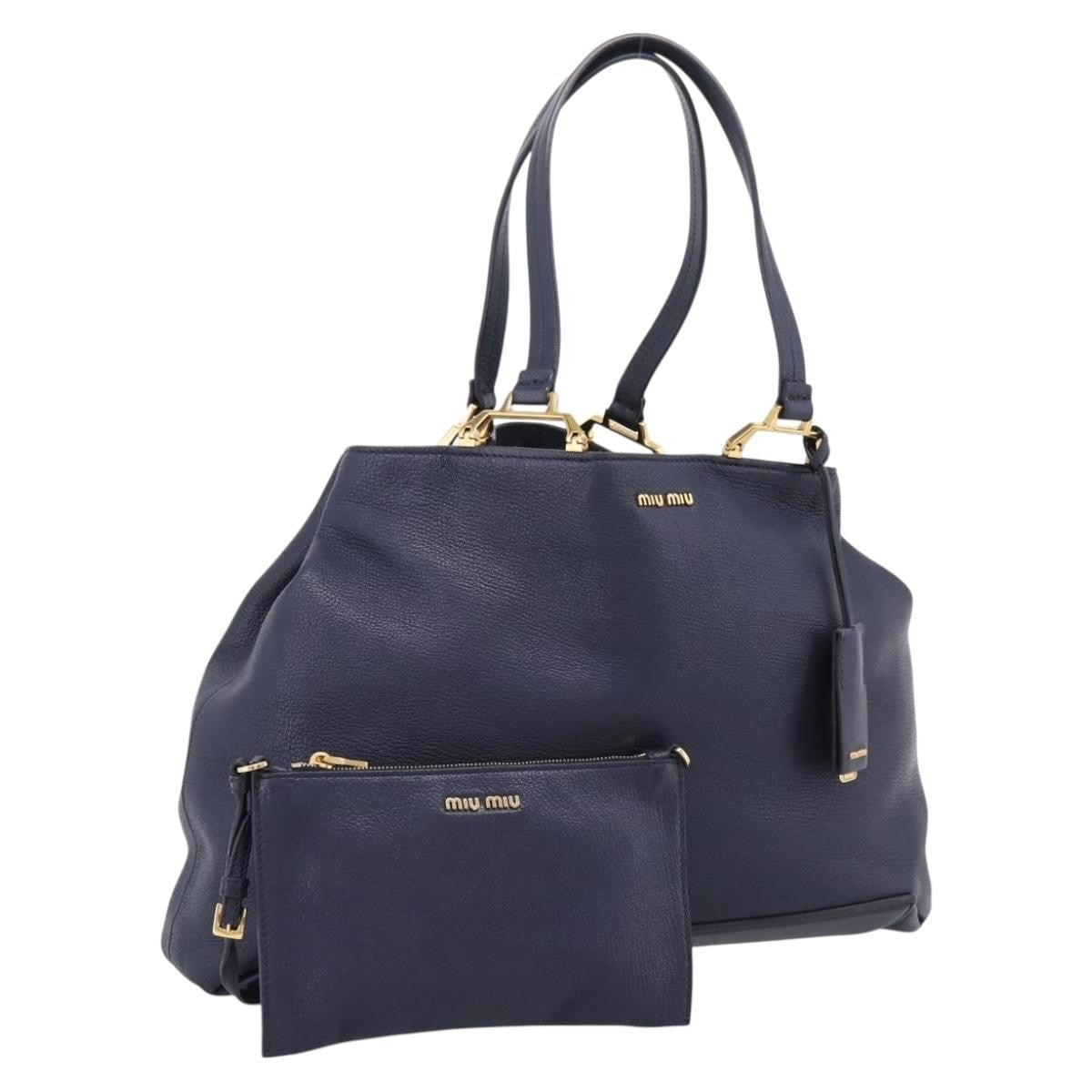 Miu Miu Madras Leather, Navy, Leather, Shoulder Bag
