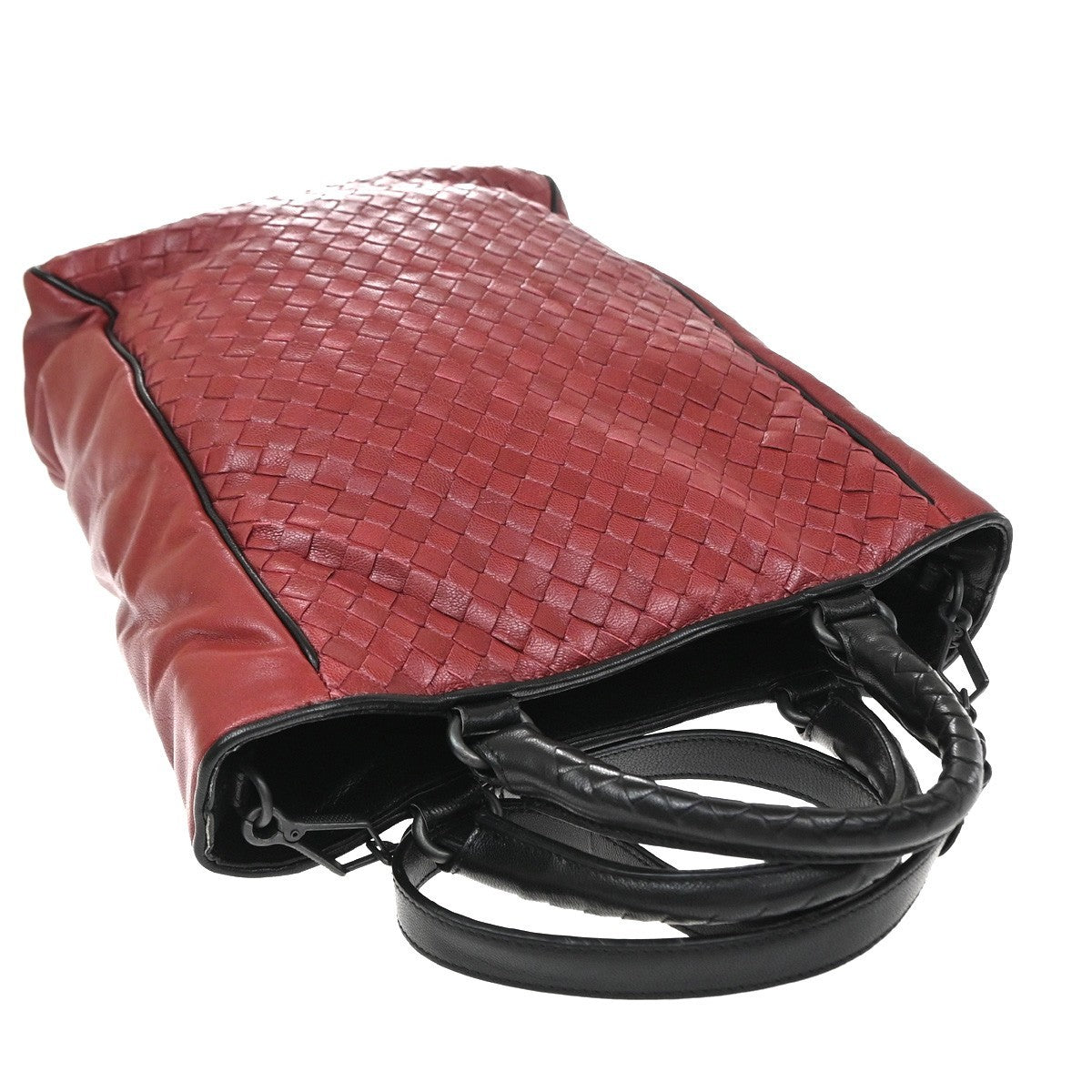 Bottega Veneta Convertible Open Tote Intrecciato Nappa, Red, Leather, Tote Bag