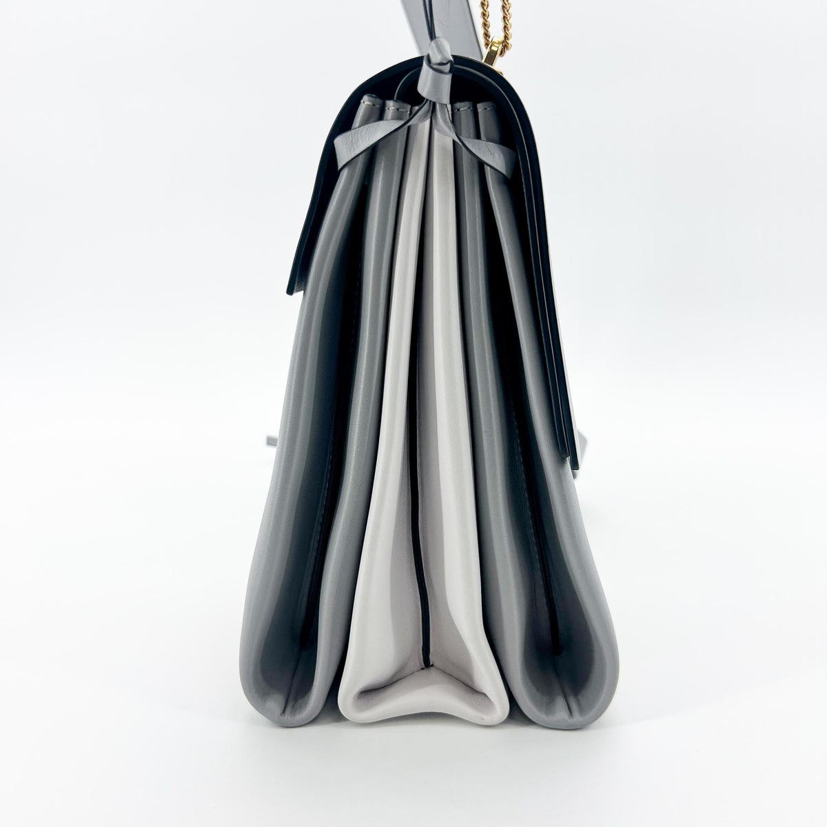 Valentino Garavani VRing Leather, Gray, Calfskin, Shoulder Bag