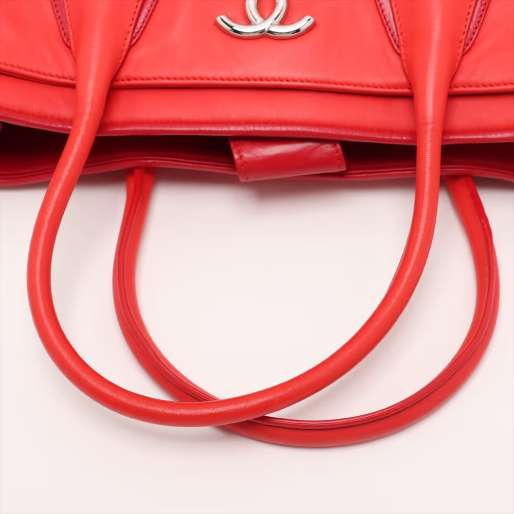 Chanel Cerf Executive Tote Leather, RED, LEATHER, Handbag