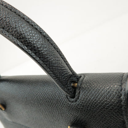 Celine Belt Textured Leather, Black, Leather, Handbag