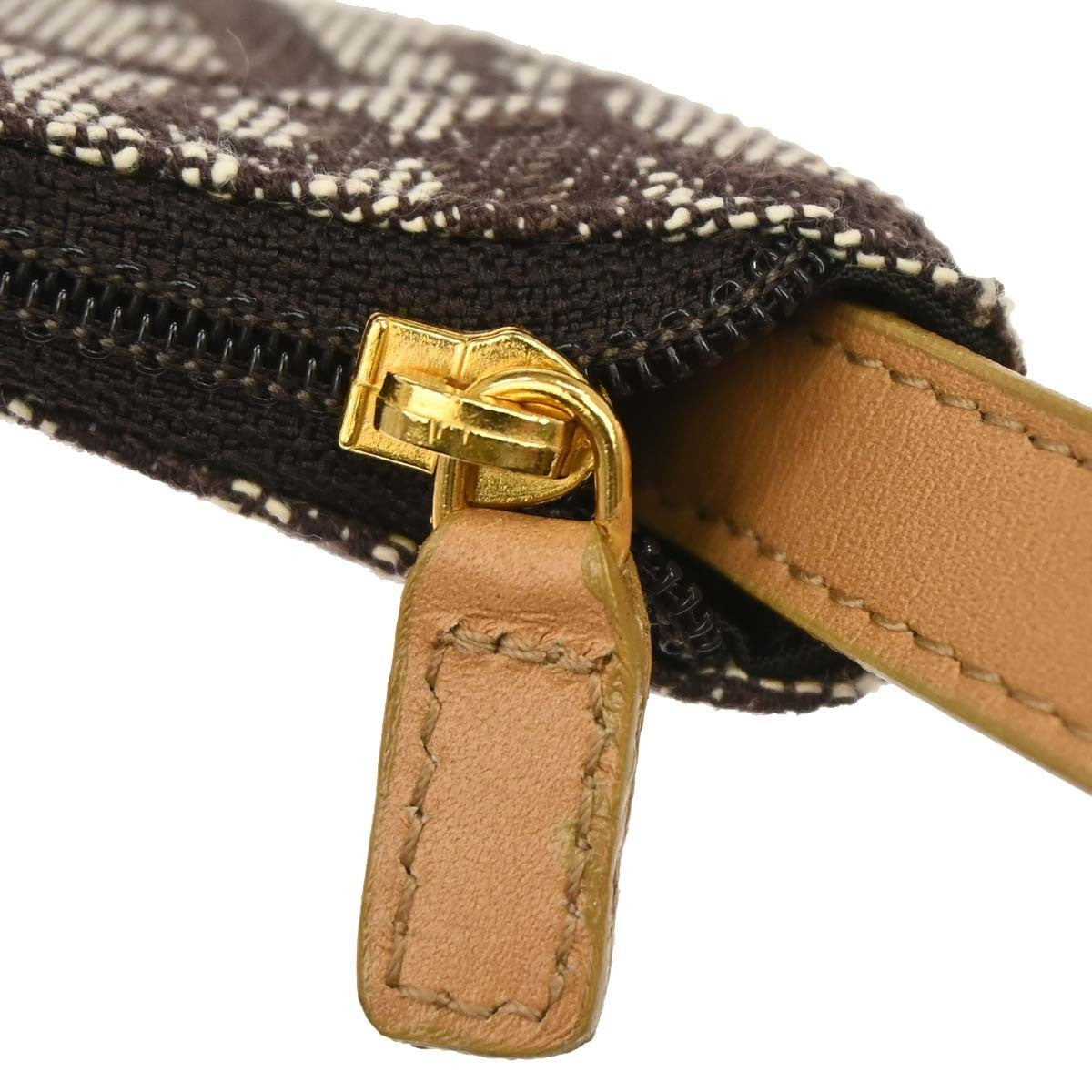 Christian Dior Vintage Saddle Zip Coin Purse Diorissimo Canvas, Brown, Canvas, Clutch