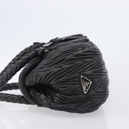 Prada Flap Chevron Nappa, Black, Leather, Shoulder Bag