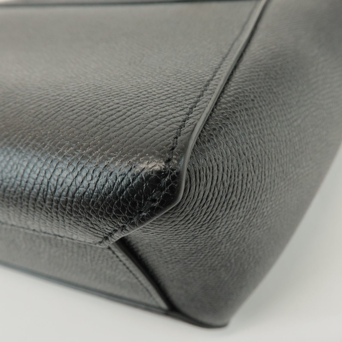 Celine Belt Textured Leather, Black, Leather, Handbag