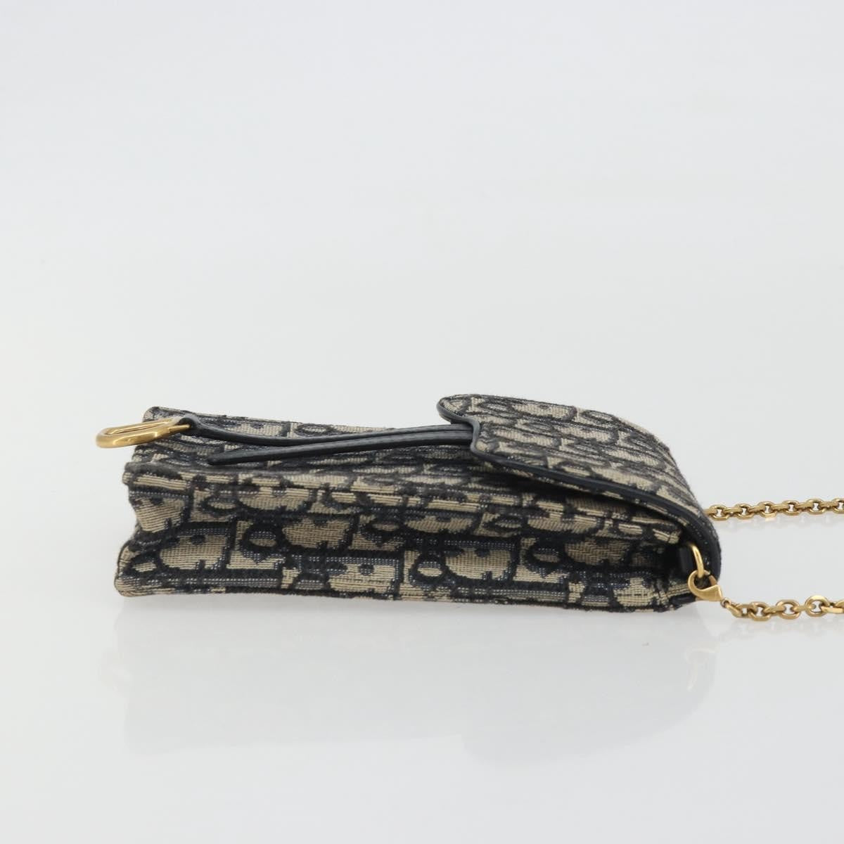 Christian Dior Phone Case Oblique Canvas, Navy, Canvas, Clutch