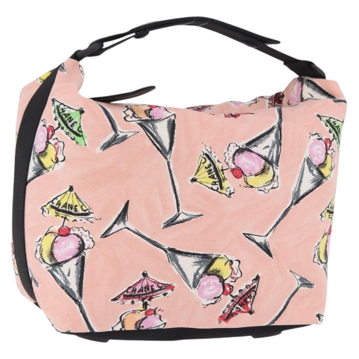 Chanel Ice Cream Sundae Printed Canvas, Pink, Canvas, Shoulder Bag