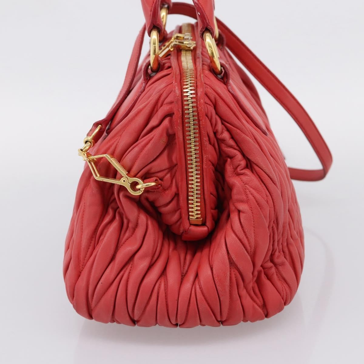 Miu Miu Madras Bowler Matelasse Leather, Red, Leather, Handbag