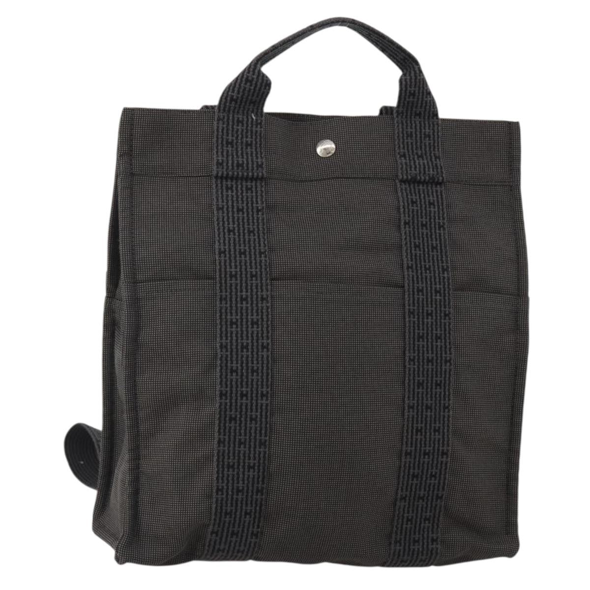 Hermes Herline Canvas, Gray, Canvas, Backpack