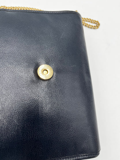 Christian Dior Vintage CD Chain  Shoulder Bag Leather, Black, Leather, Clutch