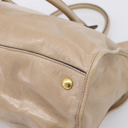 Miu Miu Convertible Bauletto Vitello Shine, Beige, Leather, Handbag