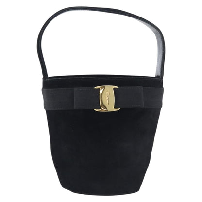 Salvatore Ferragamo Vala Suede, Black, Suede, Shoulder Bag