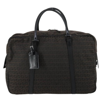 Fendi Vintage Boston Zucchino Canvas, Brown, Canvas, Handbag