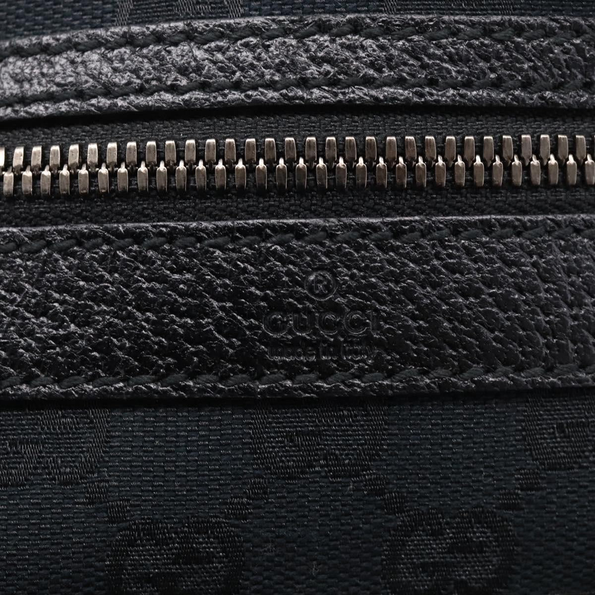 Gucci Front Zip Messenger Canvas and Leather, Black, Canvas, Crossbody Bag