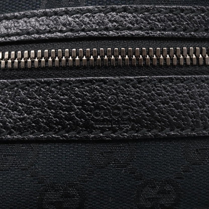 Gucci Front Zip Messenger Canvas and Leather, Black, Canvas, Crossbody Bag