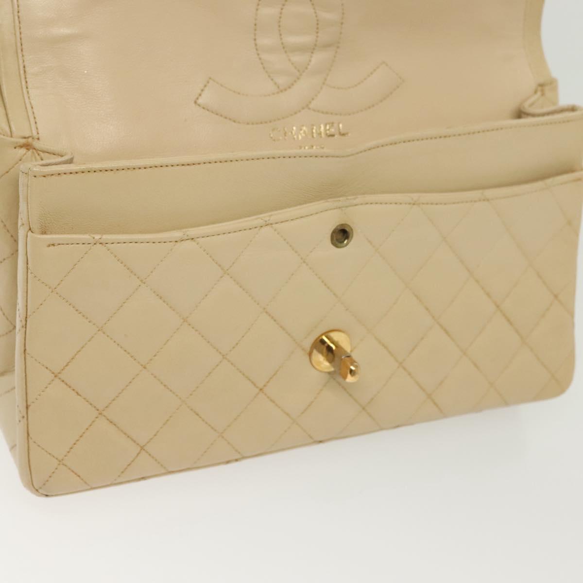 Chanel Vintage Square Classic Double Flap Bag Quilted Leather, BEIGE, LEATHER, Shoulder bag