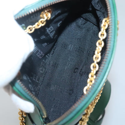 Celine Chain Vertical Quilted Lambskin, Green, Leather, Shoulder Bag