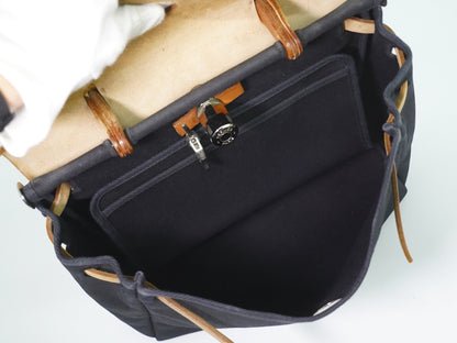 Hermes Herbag Toile and Leather, Black, Canvas, Handbag