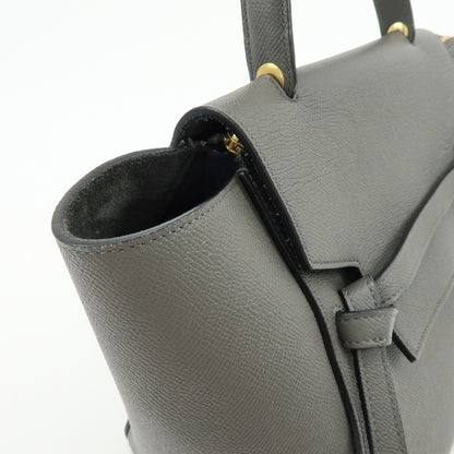 Celine Belt Textured Leather, Gray, Calfskin, Handbag