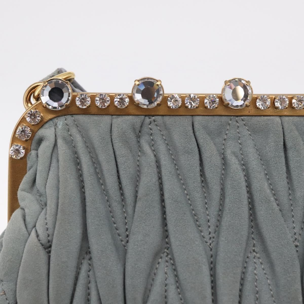 Miu Miu Matelassé Frame Clutch Matelassé Leather, Gray, Suede, Clutch