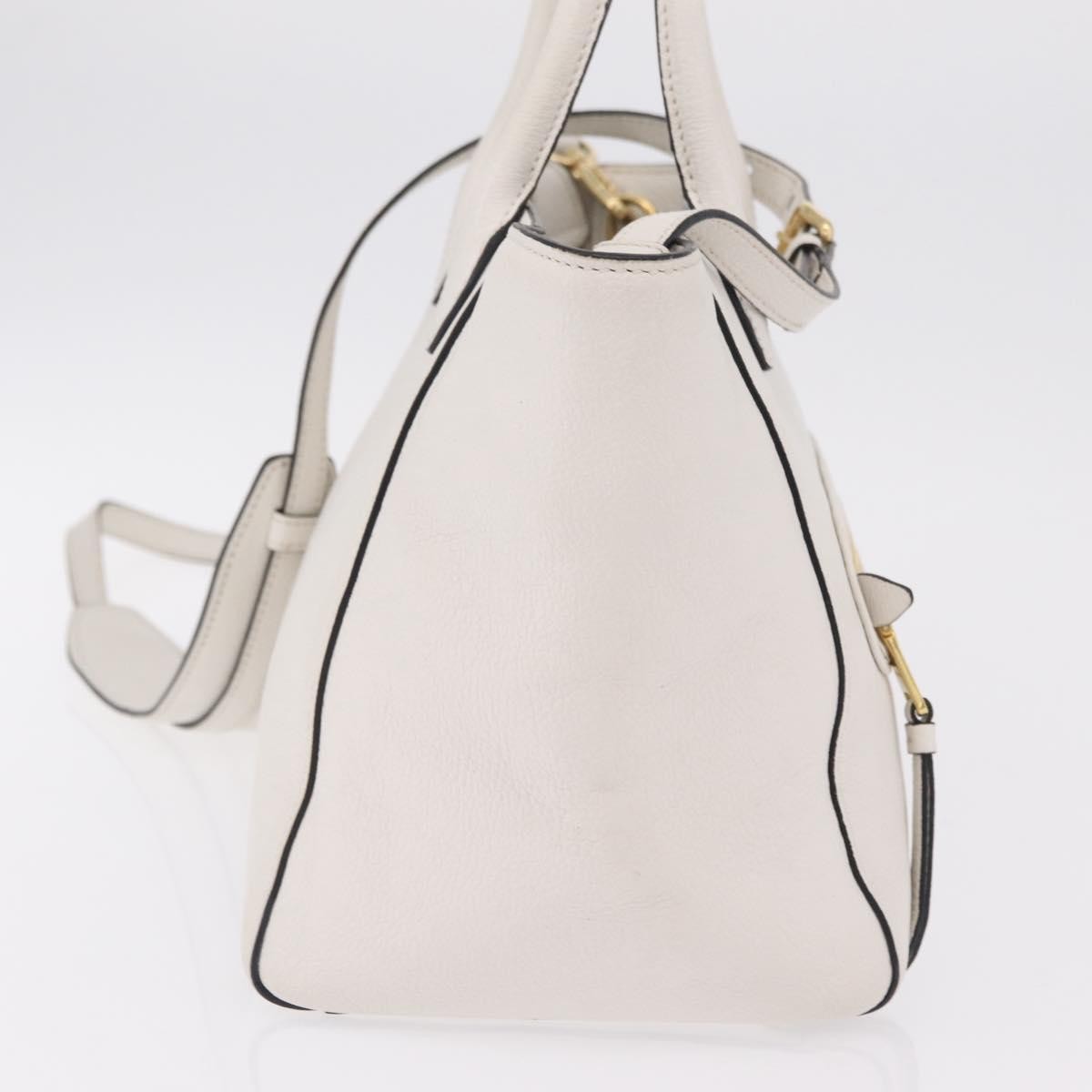 Miu Miu Madras Front Zip Leather, White, Leather, Tote Bag