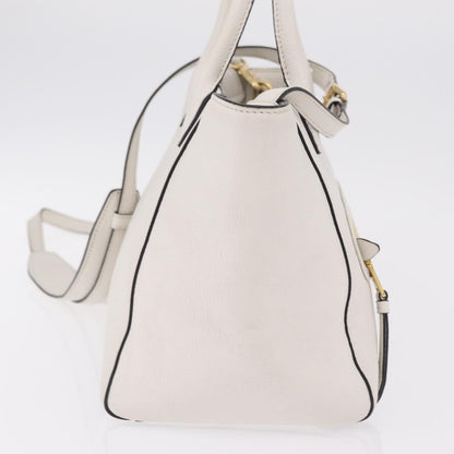 Miu Miu Madras Front Zip Leather, White, Leather, Tote Bag