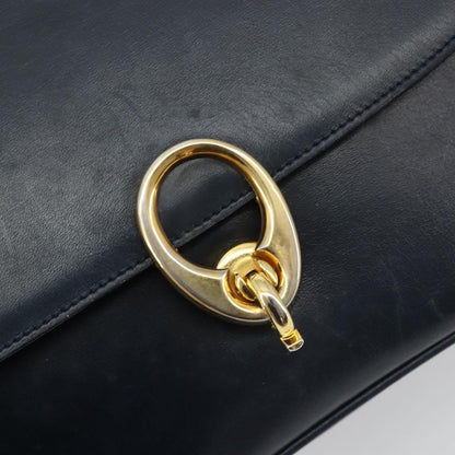 Celine Flap Shoulder Leather, Navy, Leather, Shoulder Bag