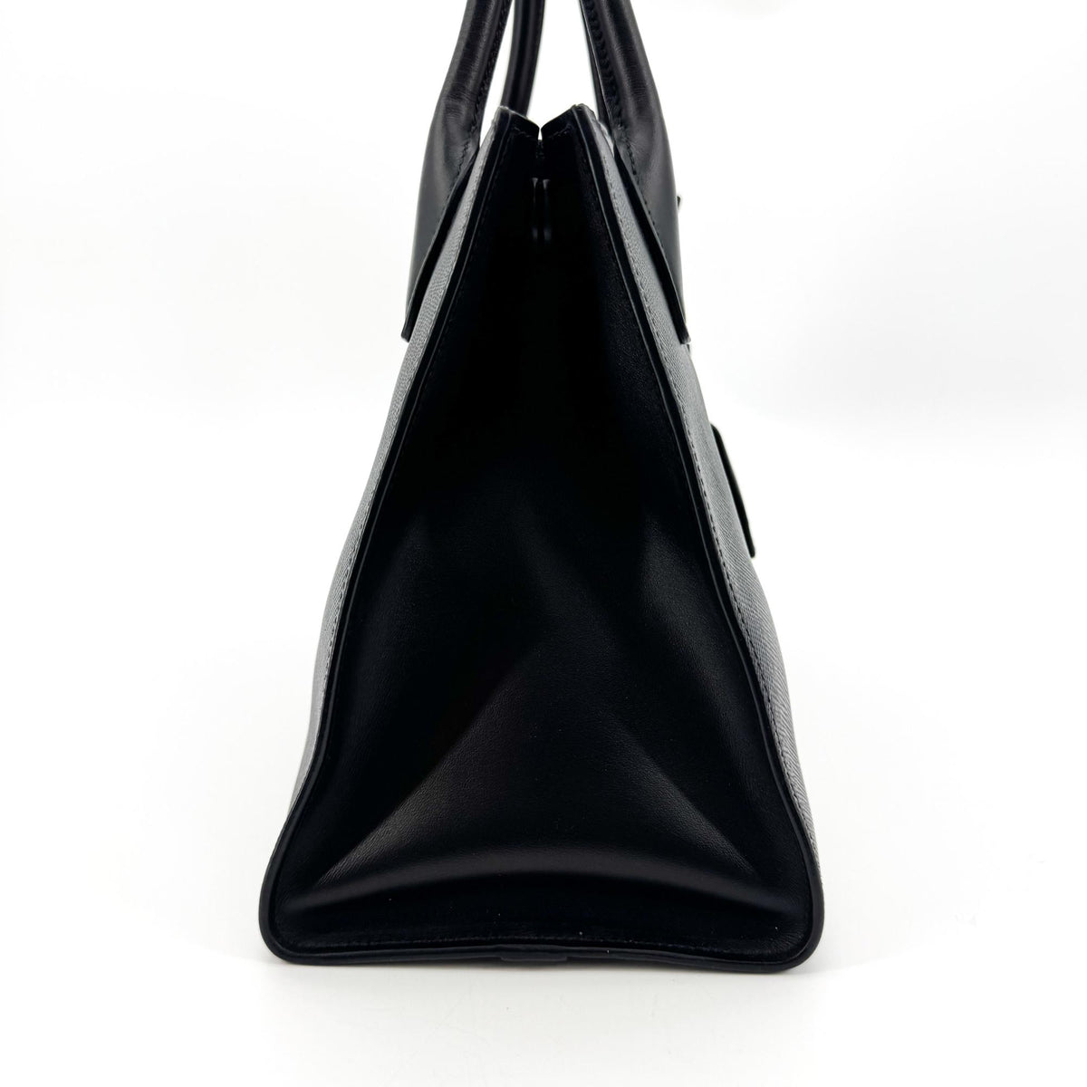 Prada Monochrome Saffiano with City Calf, Black, Leather, Tote Bag