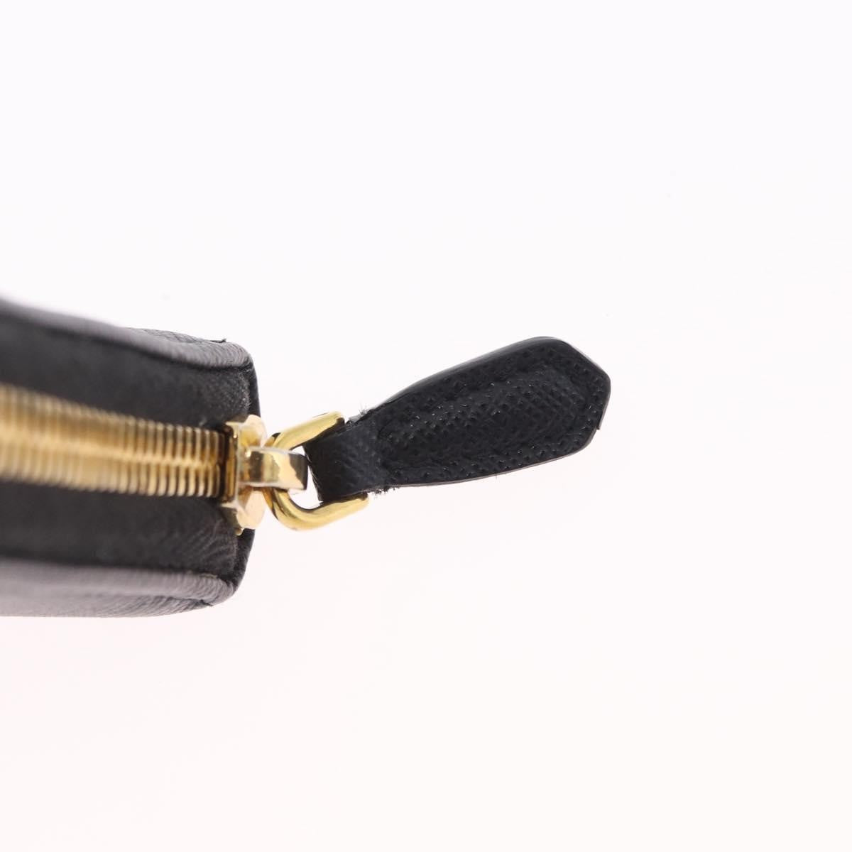 Prada Zip Around Tab Saffiano Leather, Black, Leather, Wallet