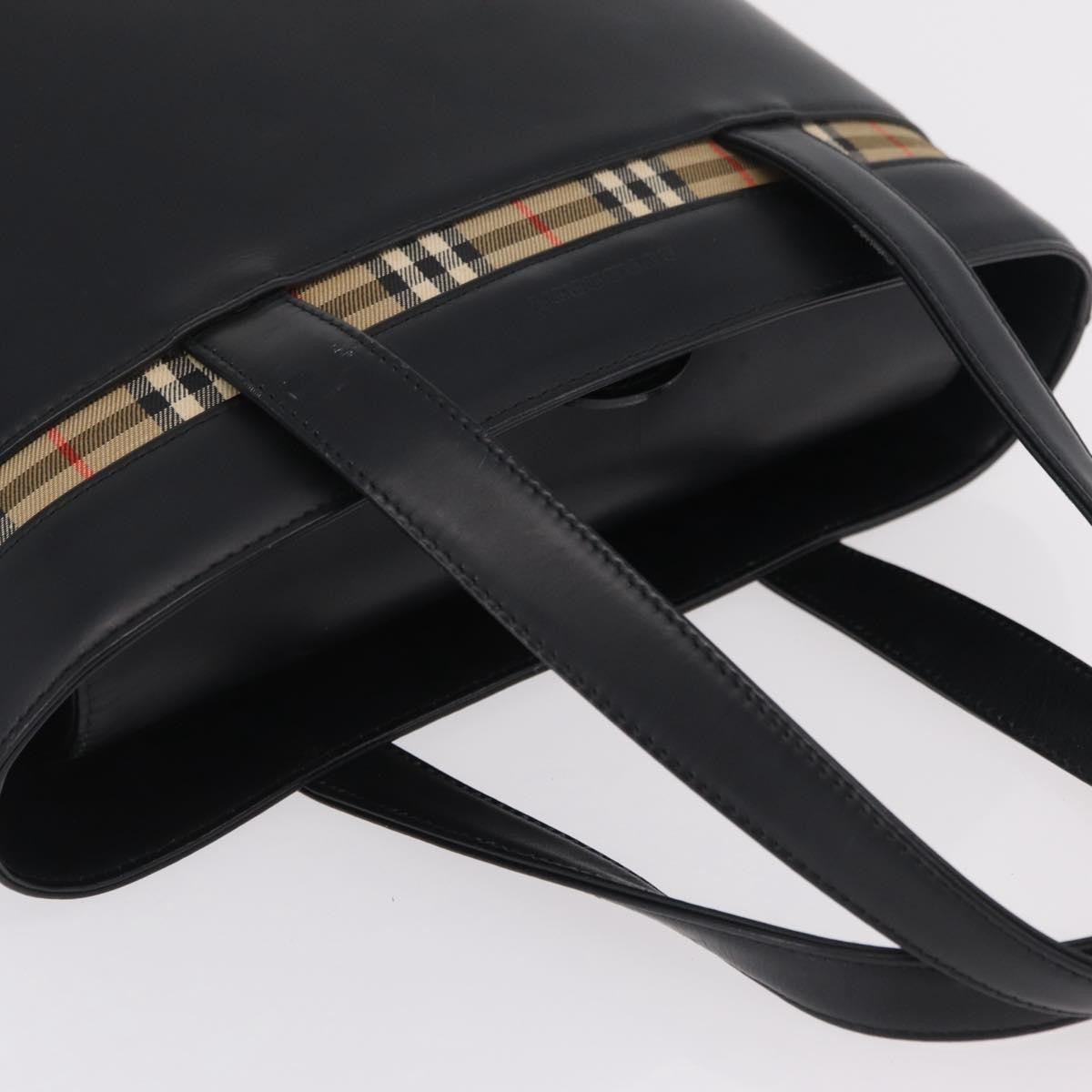 Burberry Nova Check Canvas and Leather, Black, Leather, Handbag