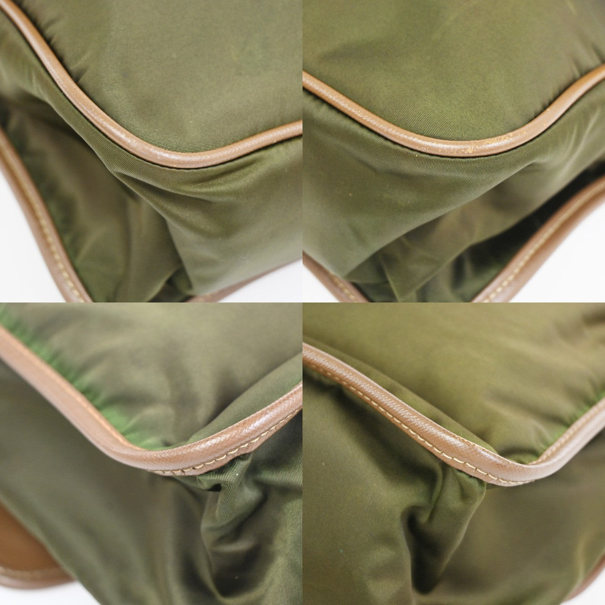 Prada Logo Buckle Messenger Nylon, Khaki, Nylon, Handbag