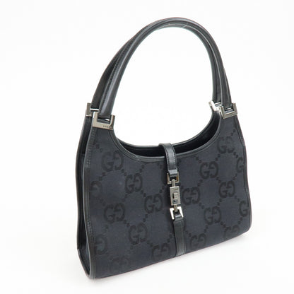Gucci Piston Jackie O Hobo Leather, Black, Canvas, Handbag