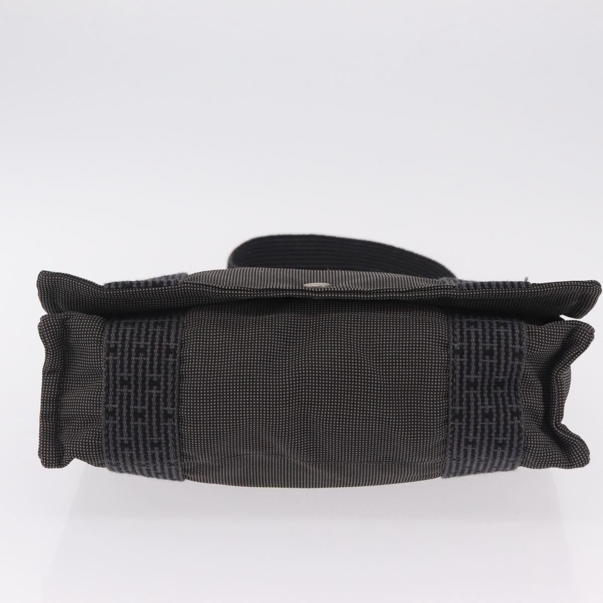 Hermes Fourre Tout Besace Messenger Toile, Gray, Canvas, Handbag