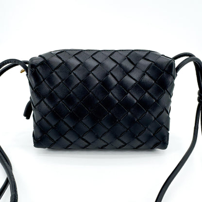 Bottega Veneta Loop Intrecciato Nappa, Black, Leather, Crossbody Bag