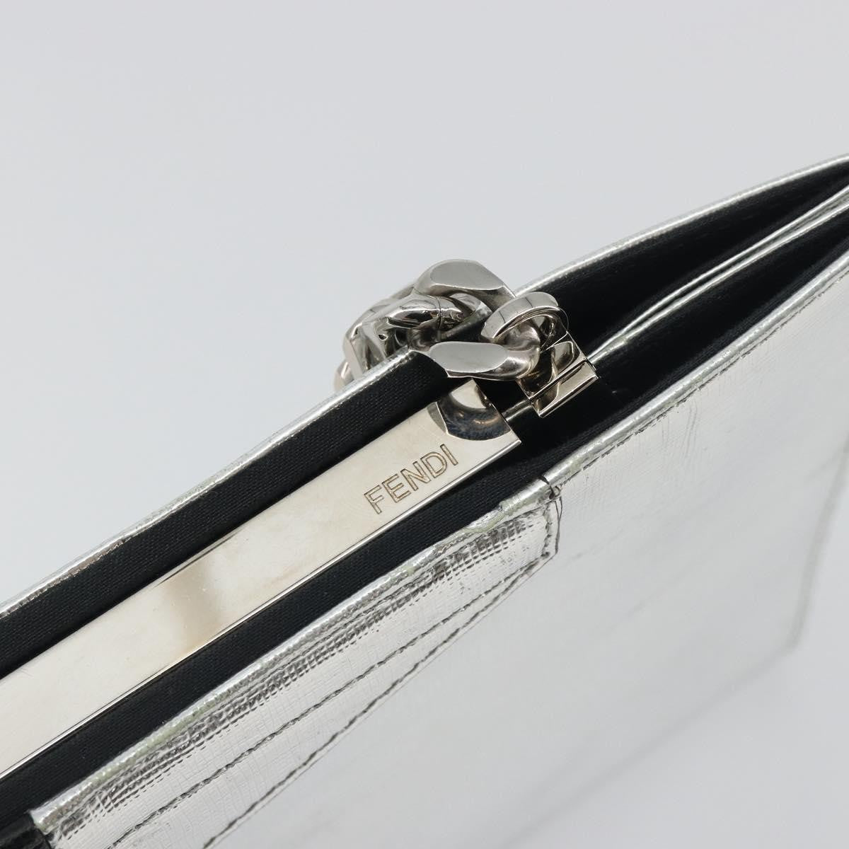 Fendi Grande Colorblock Clutch Leather, Silver, Leather, Clutch