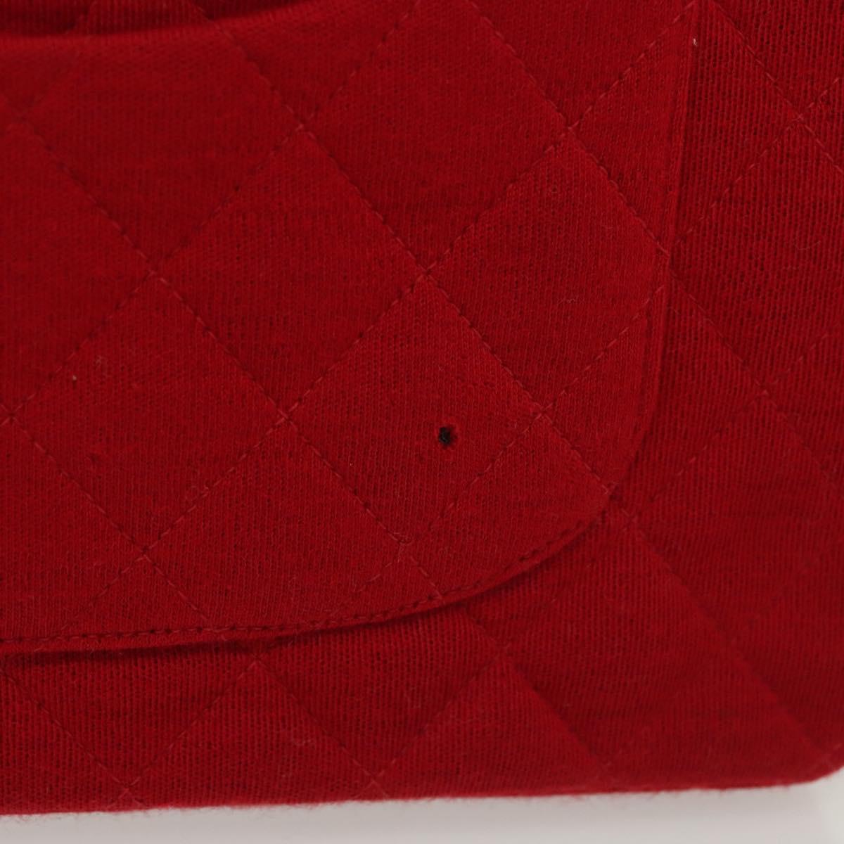 Chanel Vintage Classic Double Flap Bag Quilted Wool, RED, COTTON, Shoulder bag